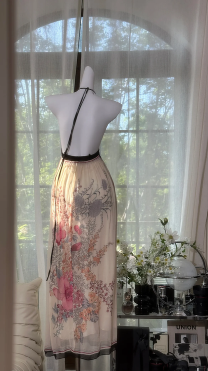 Enchanting V-neck Floral Jacquard Chiffon Prom Dress Evening Dress TP4309