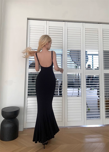 Simple Fashion Sleeveless Mermaid Design A-line Spaghetti Strap Dress TP3426