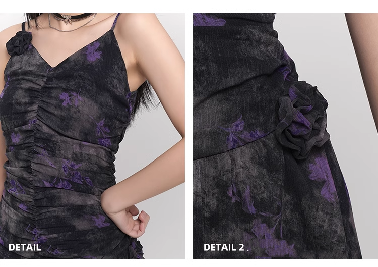 Simple Fashion Design Floral Pattern Women Spaghetti Strap Dress TP2938