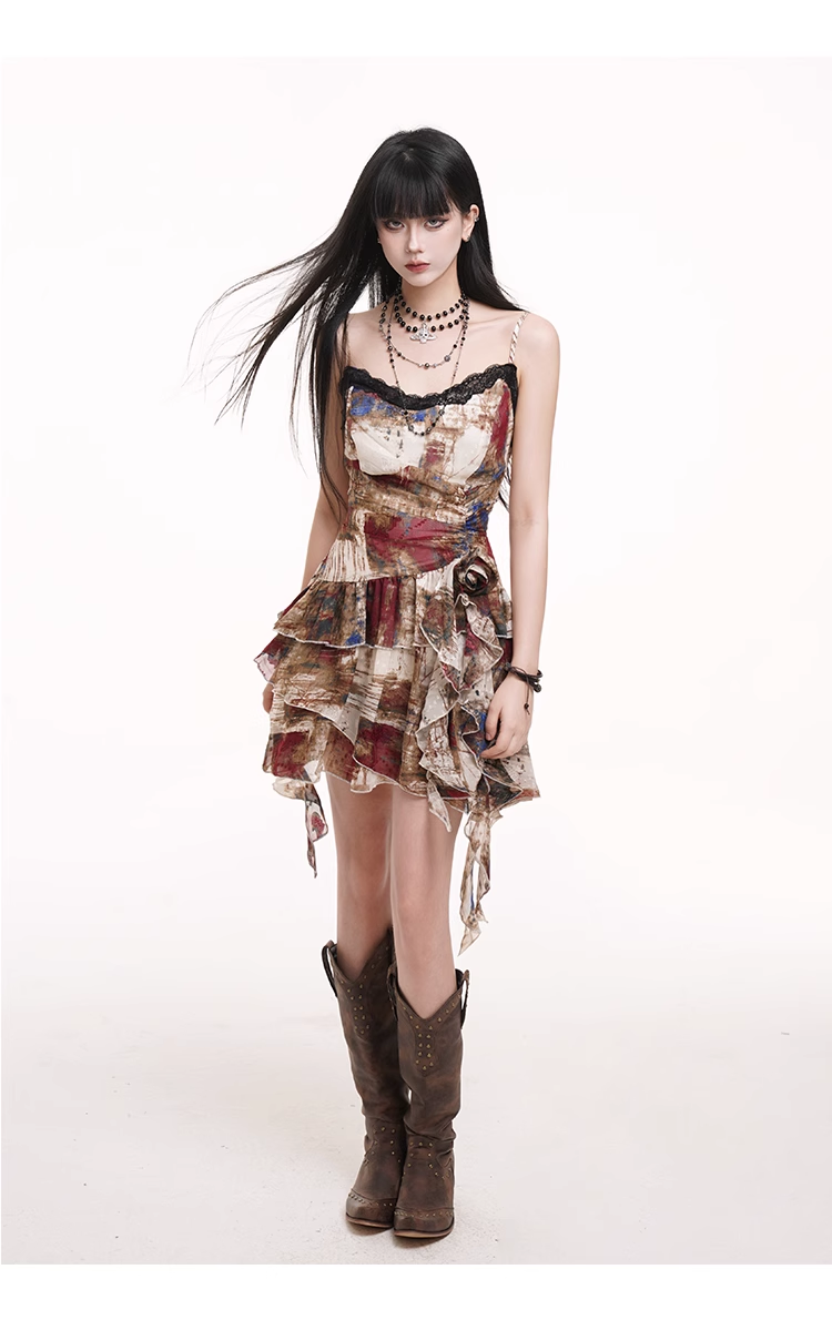 Women New Fashion Party Chiffon Spaghetti Strap Dress TP2959