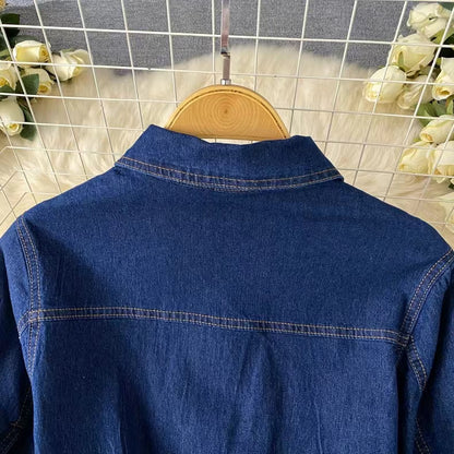 New Fashion Simple Belt Design Denim Dress TP2830