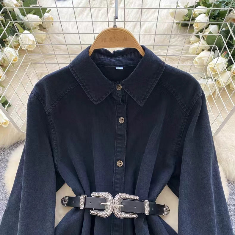 Vintage Couture Loose Waisted Denim Dress TP2833