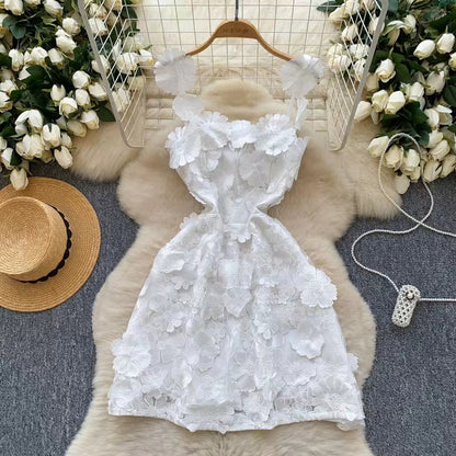 New Haute Couture Floral Embroidery High-waisted Elegant Halter Dress TP2840