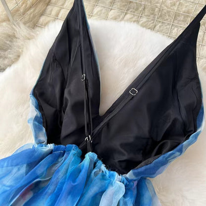 Elegant Spaghetti Strap High-waisted Organza Party Gala Ball Gown TP2851