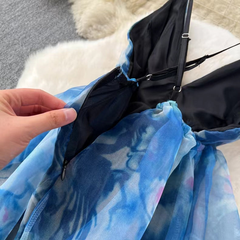 Elegant Spaghetti Strap High-waisted Organza Party Gala Ball Gown TP2851