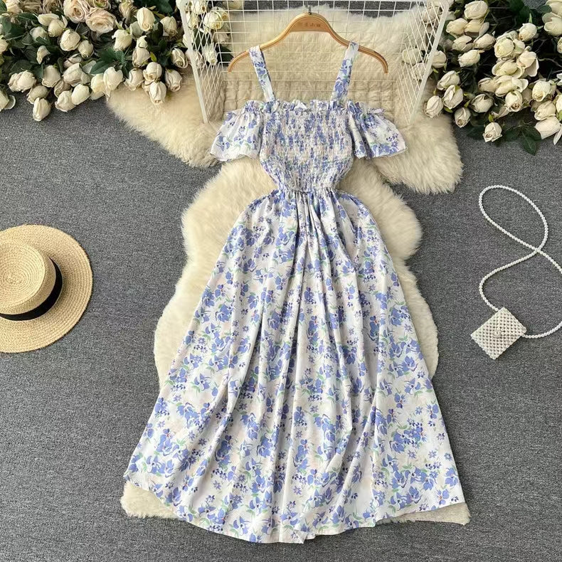 Retro Design Chic Spaghetti  Strap Floral Dress TP2859
