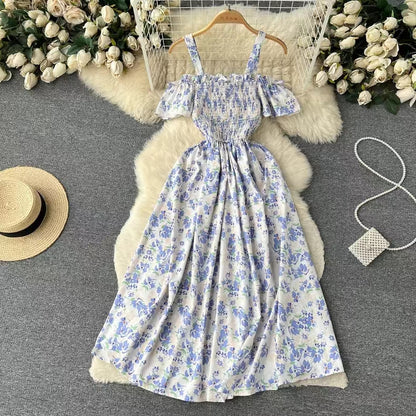 Retro Design Chic Spaghetti  Strap Floral Dress TP2859