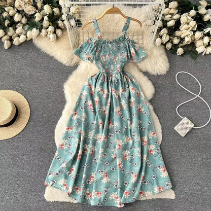 Retro Design Chic Spaghetti  Strap Floral Dress TP2859