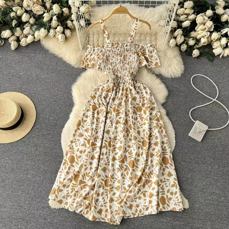 Retro Design Chic Spaghetti  Strap Floral Dress TP2859