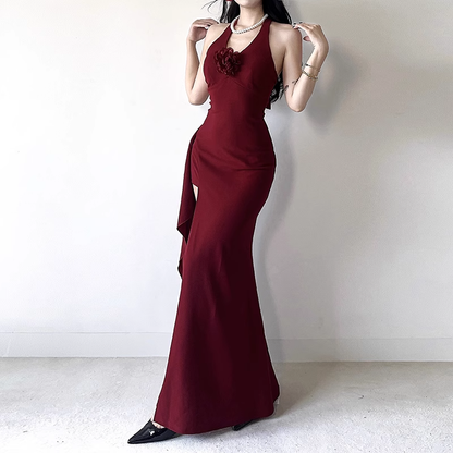 New Sexy Red Halter Dress Elegant Party Evening Dress TP2866