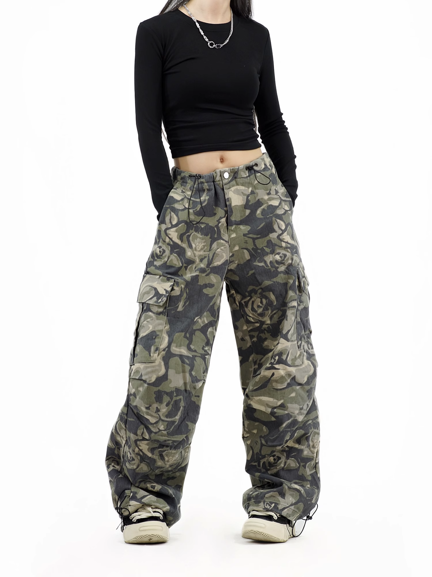 New Fashion Loose-fitting Camouflage Green Design Long Casual Pants TP3226