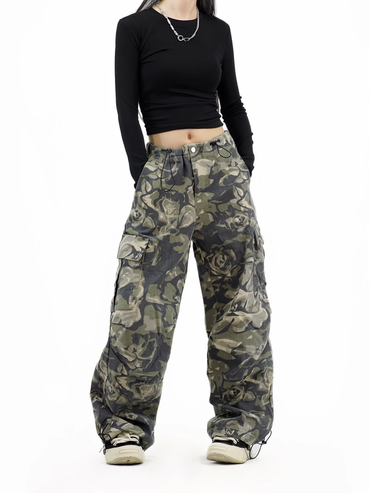New Fashion Loose-fitting Camouflage Green Design Long Casual Pants TP3226