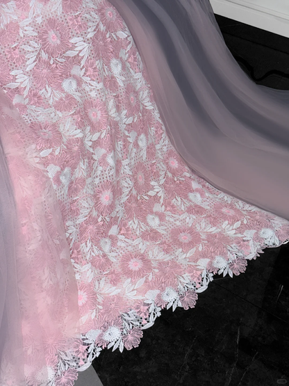 Vintage Pink Applique Bow Design A-Line Prom Dress Evening Dress TP4219