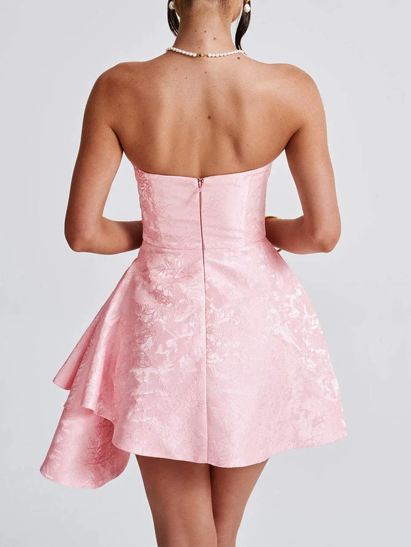 Cute Jacquard Strapless Homecoming Dress Short A-Line Party Gown TP5766