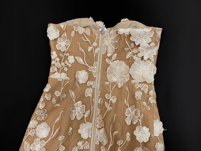 Simple 3D Floral Strapless Design A-line Tulle Women Dress TP3875