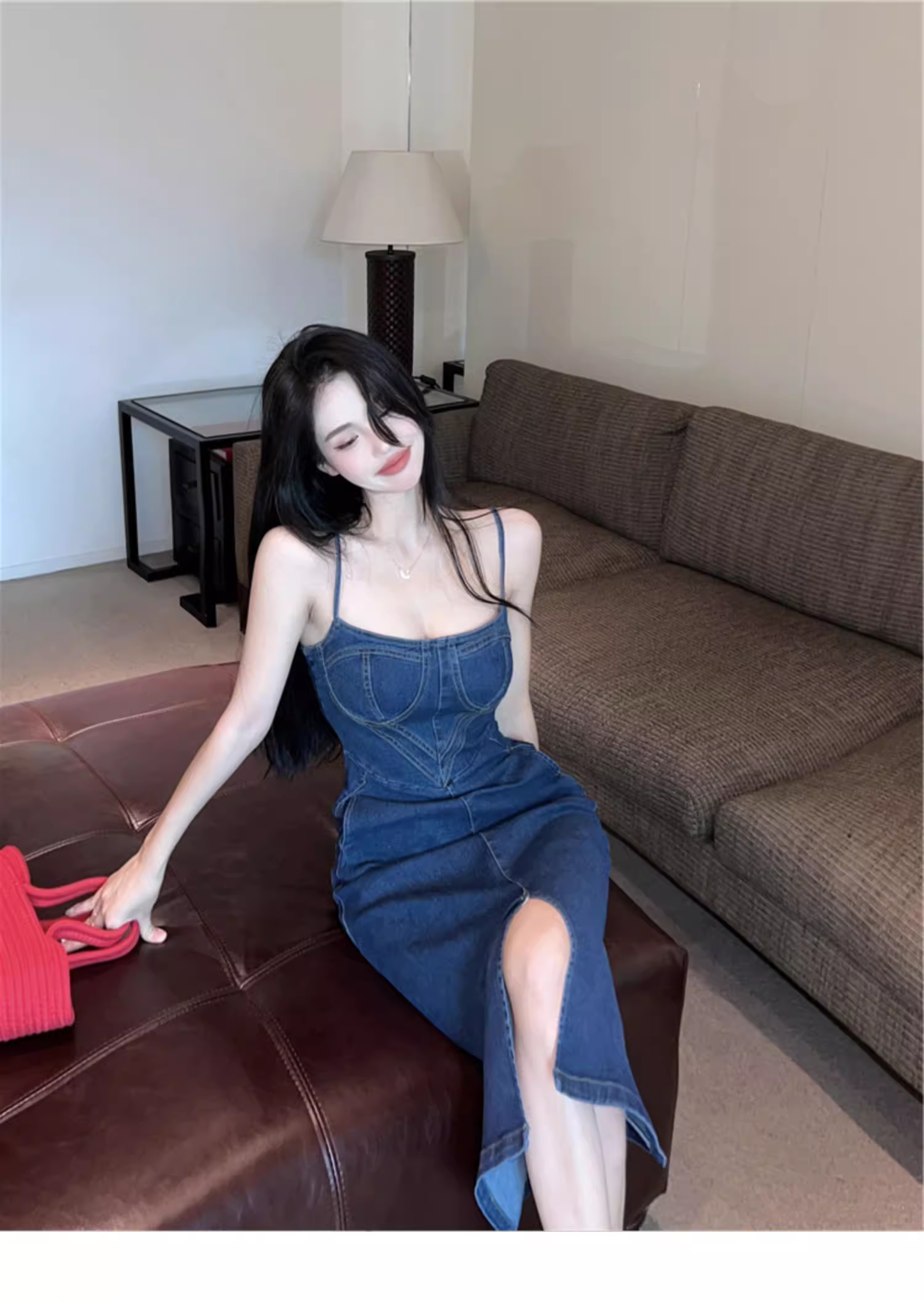 Fashion Sexy Design Slim Denim Spaghetti Strap Dress TP2994