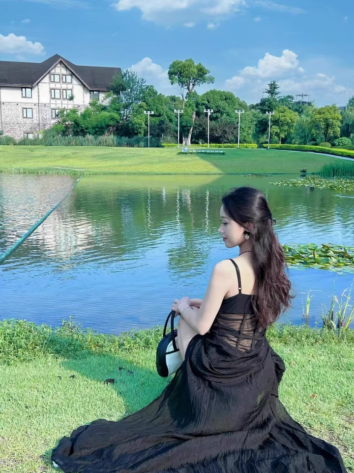 New Fashion Floral Design A-line Sleeveless Spaghetti Strap Puffy Dress TP3295