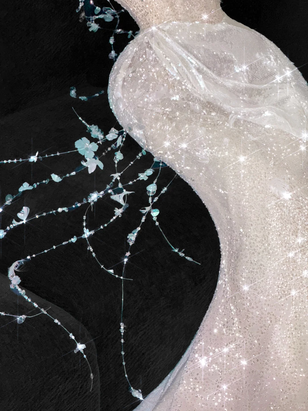 Gorgeous Sparkling Champagne Sequin Sweetheart Mermaid Elegant Chiffon Evening Dress Prom Dresses TP4152