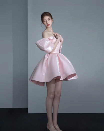 Cute Pink Off-the-shoulder Short A-Line Party Dress Cocktail Dress Homecoming Dress TP4432