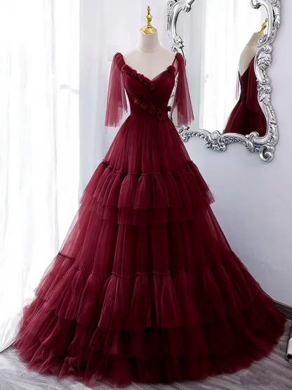 Glamorous Light Blue Tiered Tulle Spaghetti Straps 3D Rose Sweet 15 Quinceanera Ball Gown TP5484