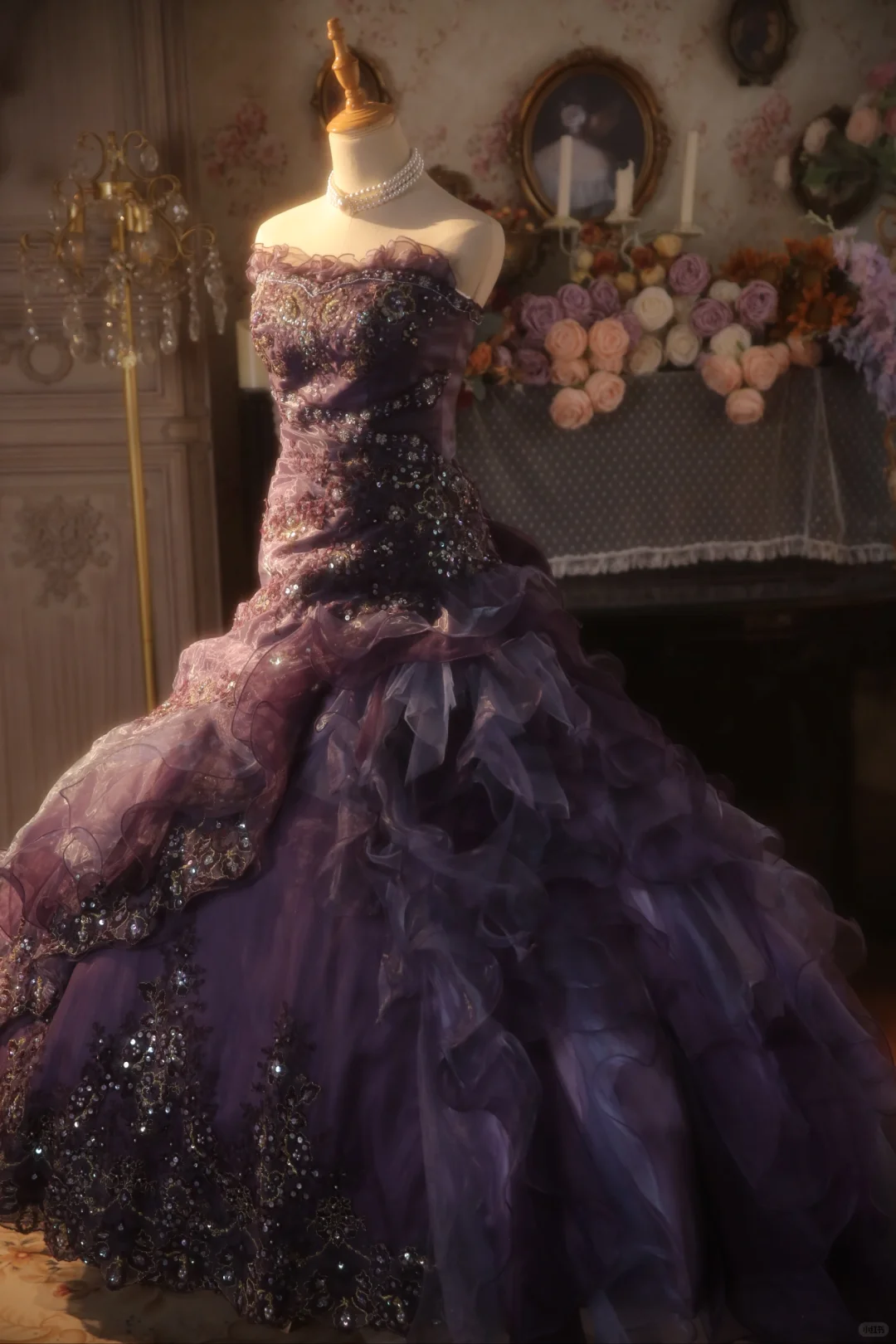 Gorgeous Purple Strapless Ruffled Tulle Sequin Sweet 15 Quinceanera Ball Gown TP5521