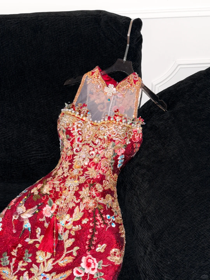 Gorgeous Sparkling Beaded Sequin Mermaid Design Exquisite Embroidery Evening Dress Prom Dresses TP4163