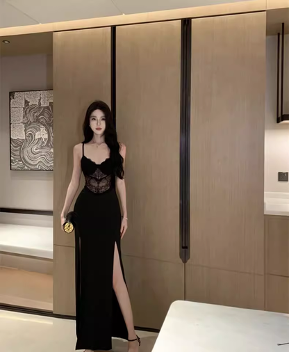 New Sexy Black Sleeveless Lace Spaghetti Strap Dress TP2972