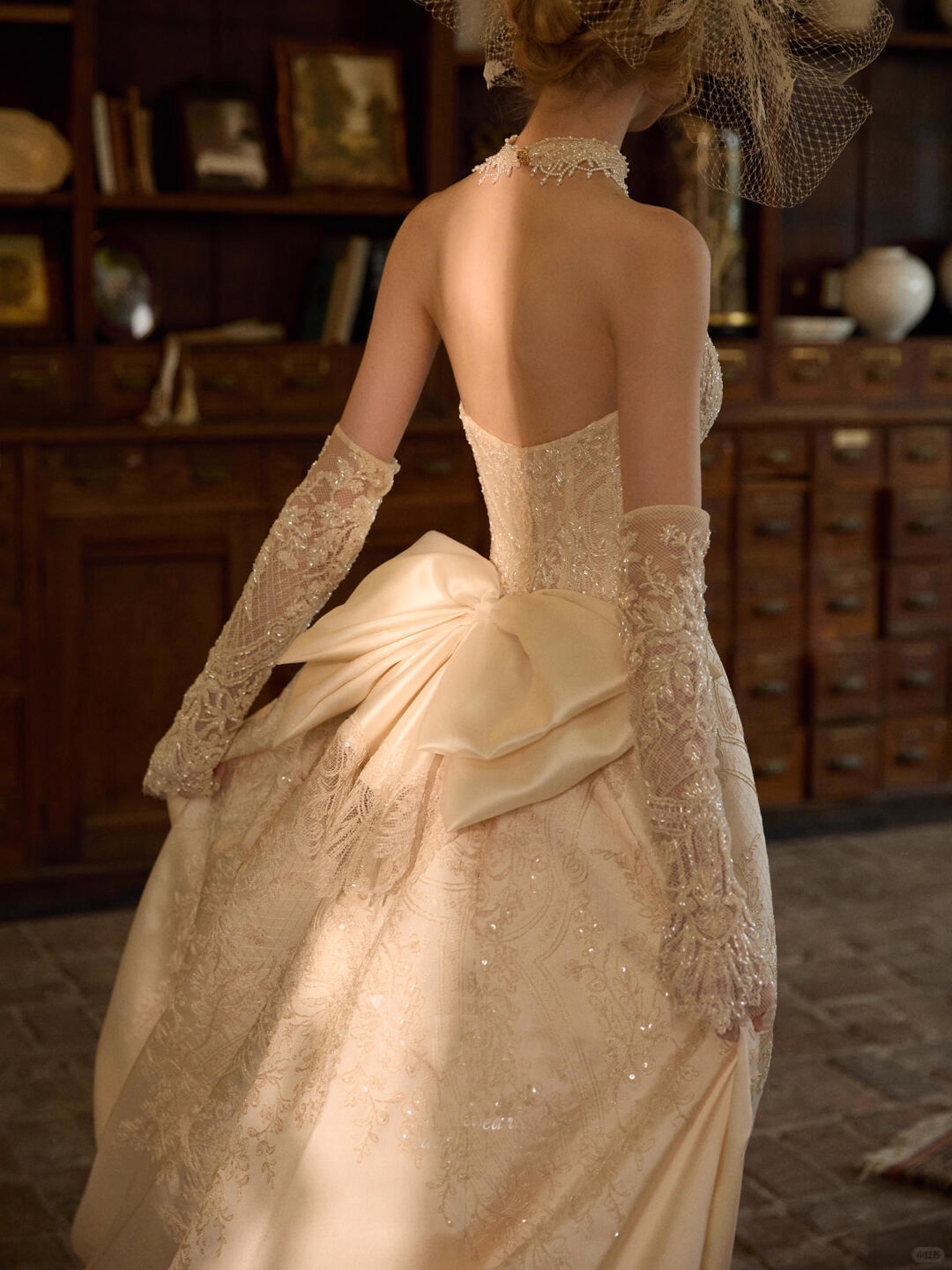 Elegant Ivory Beaded Applique A-Line Strapless Long Wedding Dress TP5023