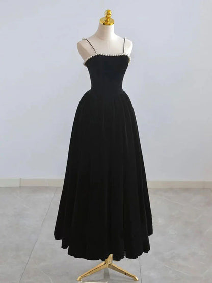 Retro Burgundy Beaded Spaghetti Strap Design A-line Velvet Party Dress Homecoming Dress TP4058
