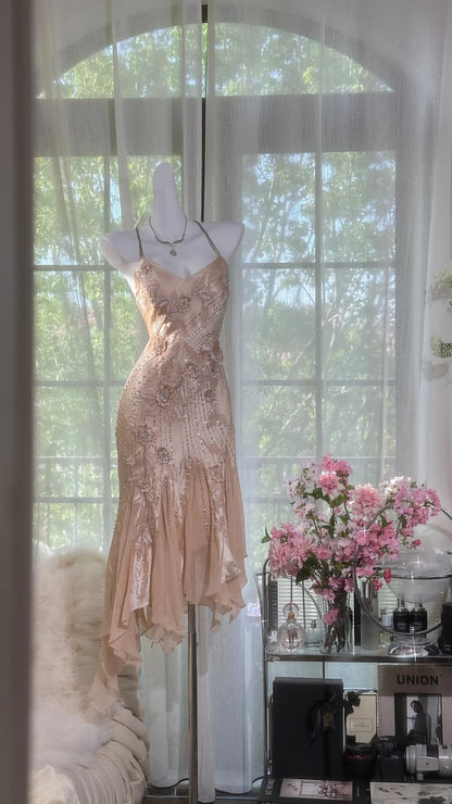 Fashion Sequin Beading Spaghetti Strap A-line Satin Party Dresses Homecoming Dresses TP3779