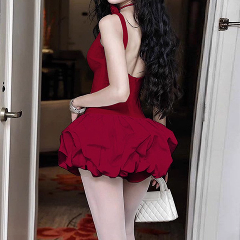 Vintage Burgundy Square-neck A-Line Ruffles Short Summer Dresses Party Dress Homecoming Dress TP4339