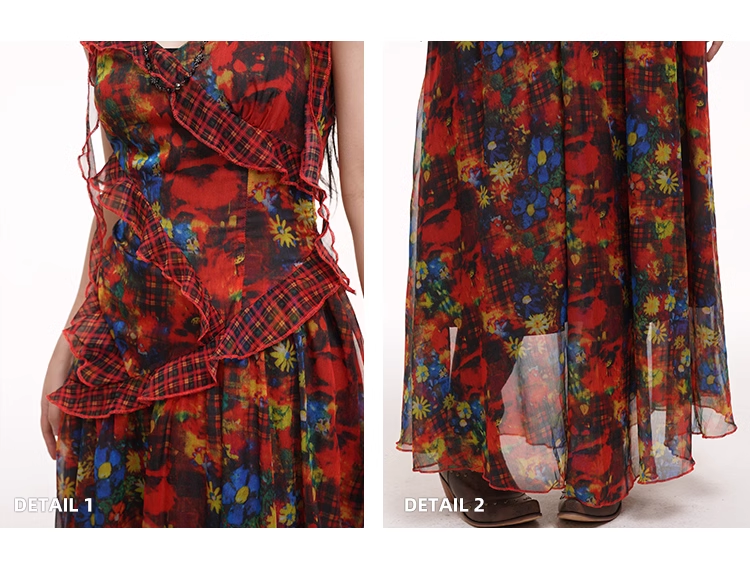 New Fashion Floral Pattern Design Spaghetti Strap Dress TP2952