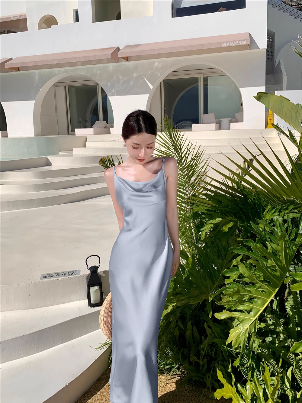 New Fashion Satin Design A-line Sleeveless Spaghetti Strap Dress TP3297