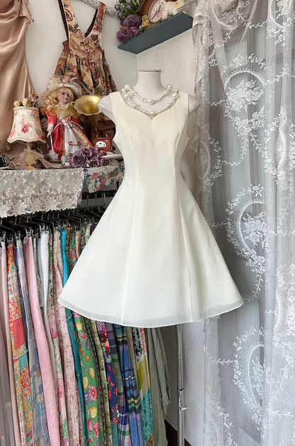 Vintage Simple Ivory  Elegant A-Line Short Homecoming Dress Party Dress TP4205