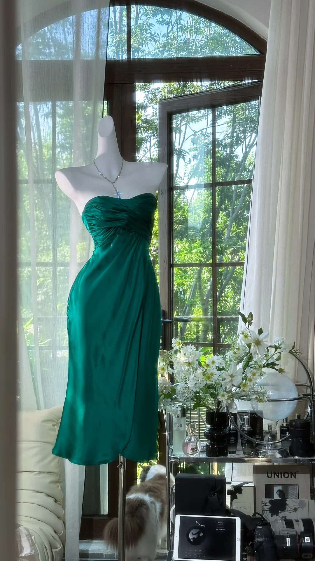 Enchanting Dark Green Sweetheart Strapless Sheath Satin Prom Dress Evening Dress TP4310