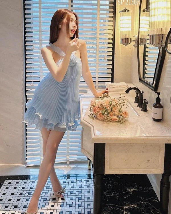 Cute Pleated Ruffle Short A-Line Party Dress Cocktail Dress Homecoming Dress TP4442