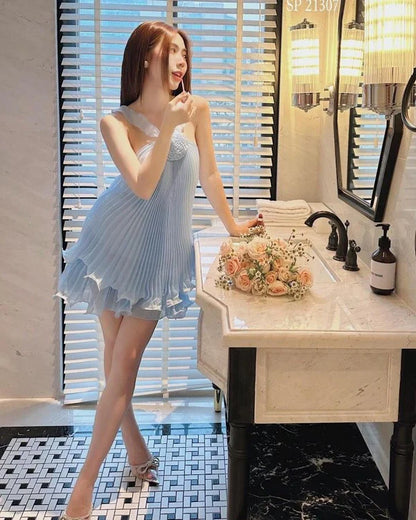 Cute Pleated Ruffle Short A-Line Party Dress Cocktail Dress Homecoming Dress TP4442