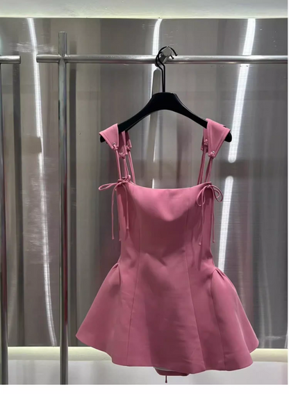 New Fashion Rose Pink Ruffled Hem Design A-line Party Dress Homecoming Dress TP3827