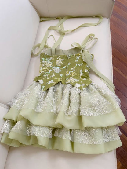 New Fashion Olive Green Mesh Lace Sequined Short Prom Dress,  A-line Homecoming Dress TP3394