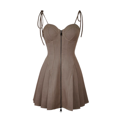 New Fashion Chocolate Brownies Style Design A-line Sleeveless Spaghetti Strap Dress TP3285