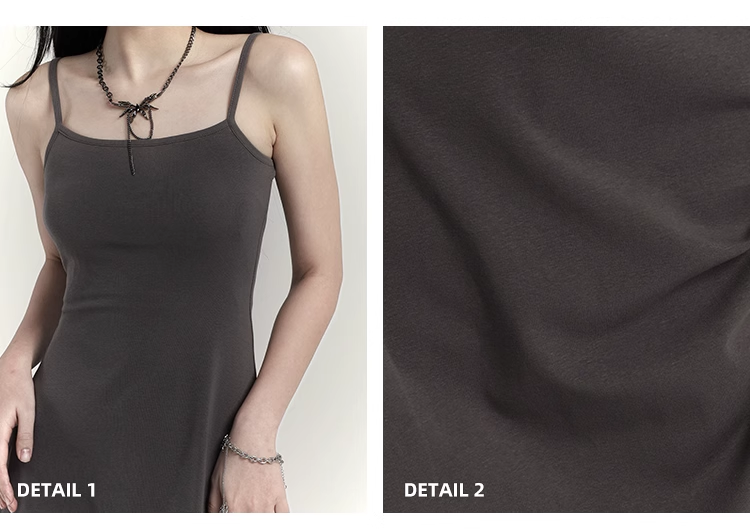 Simple Design Sense Fashion Solid Color Spaghetti Strap Dress TP2927