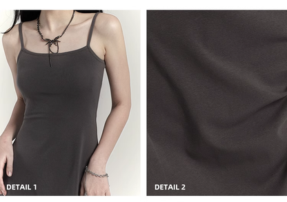 Simple Design Sense Fashion Solid Color Spaghetti Strap Dress TP2927