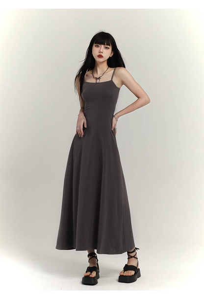 Simple Design Sense Fashion Solid Color Spaghetti Strap Dress TP2927
