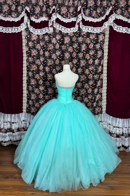 Gorgeous Shiny Beaded Sweet 16 Quinceanera Strapless A-Line Floor-length Prom Dress Evening Dress Ball Gown TP4394