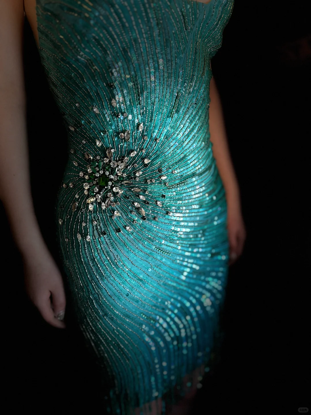 Vintage Blue-green Spaghetti Strap Sparkling Beaded Tassel Design Sheath Short Homecoming Dress TP4024
