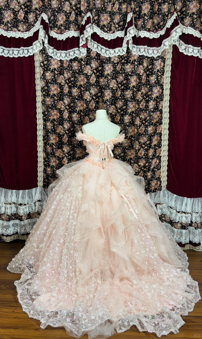 Elegant Sweetheart Beaded Off-the-shoulder Sweet 16 Quinceanera Strapless A-Line Floor-length Prom Dress Evening Dress Ball Gown TP4387