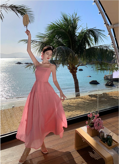 New Elegant Women Sexy Backless Beach Spaghetti Strap Dress TP2968