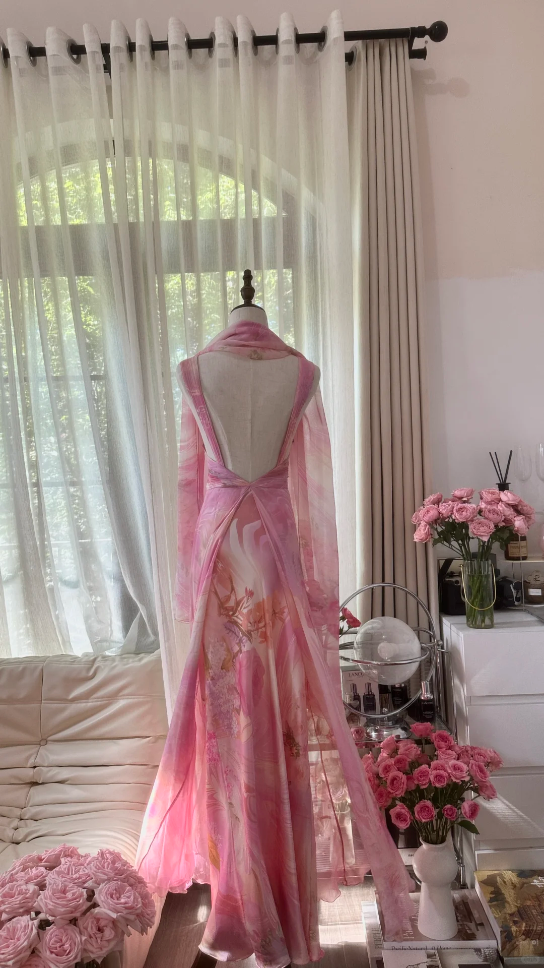 Retro Pink Sweetheart Floral Elegant Design A-line Romantic Chiffon Evening Dress Prom Dress TP4003