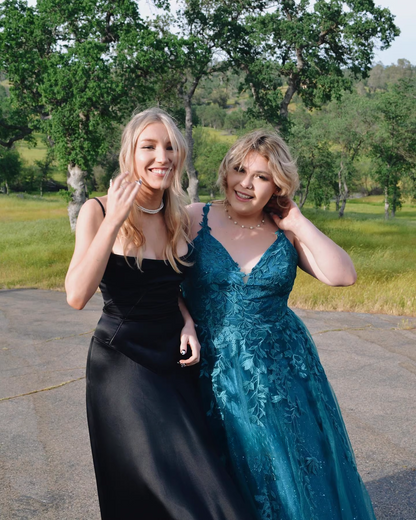 Chic Black Satin Lace-up Sheath Evening Gown Spaghetti Strap Party Dress Long Formal Dress TP4921