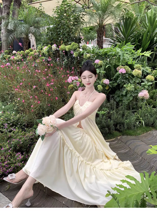 Simple Fashion Navel Design Casual Halter Dress TP3009